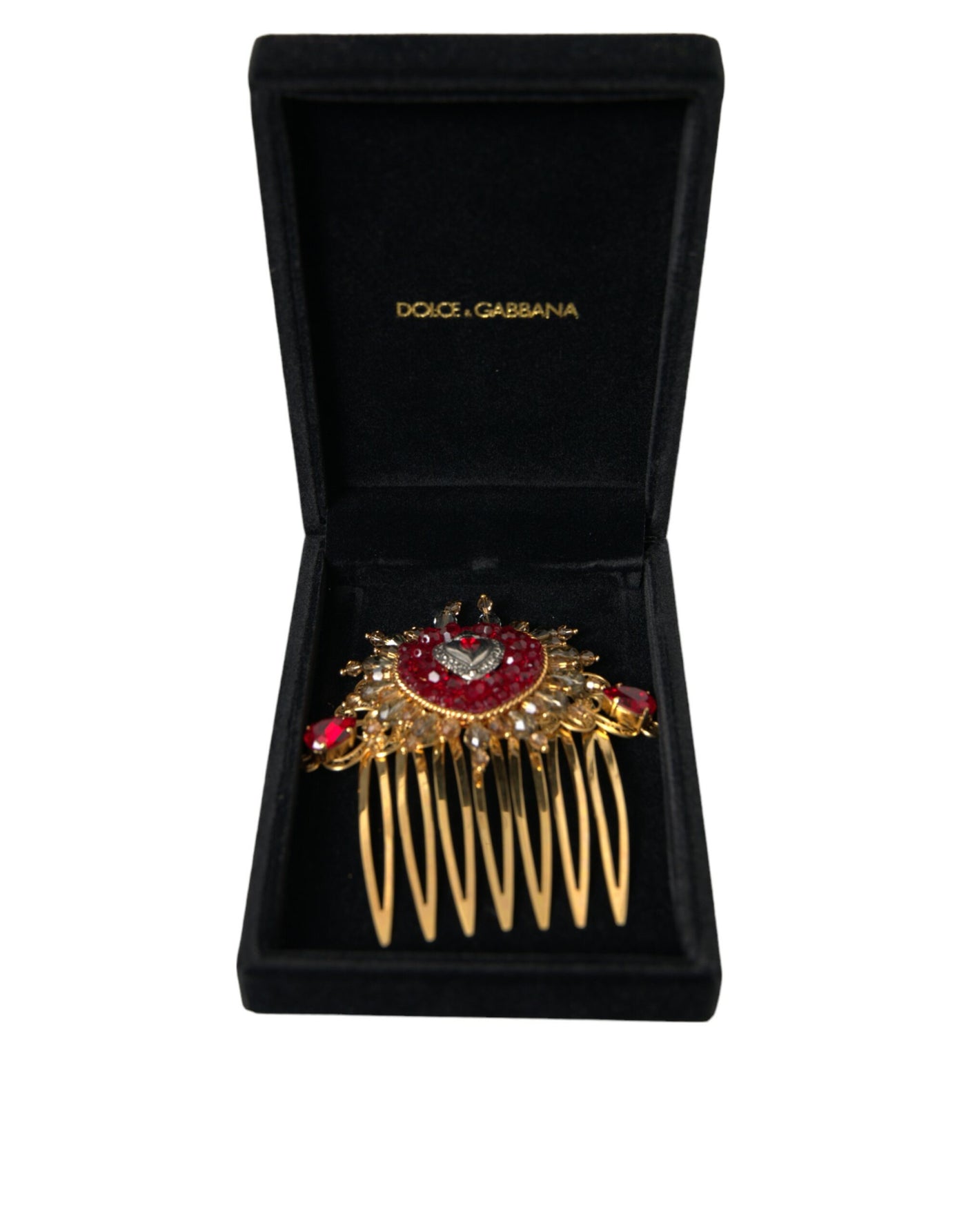 Gold Brass Crystal Heart Women Hair Comb