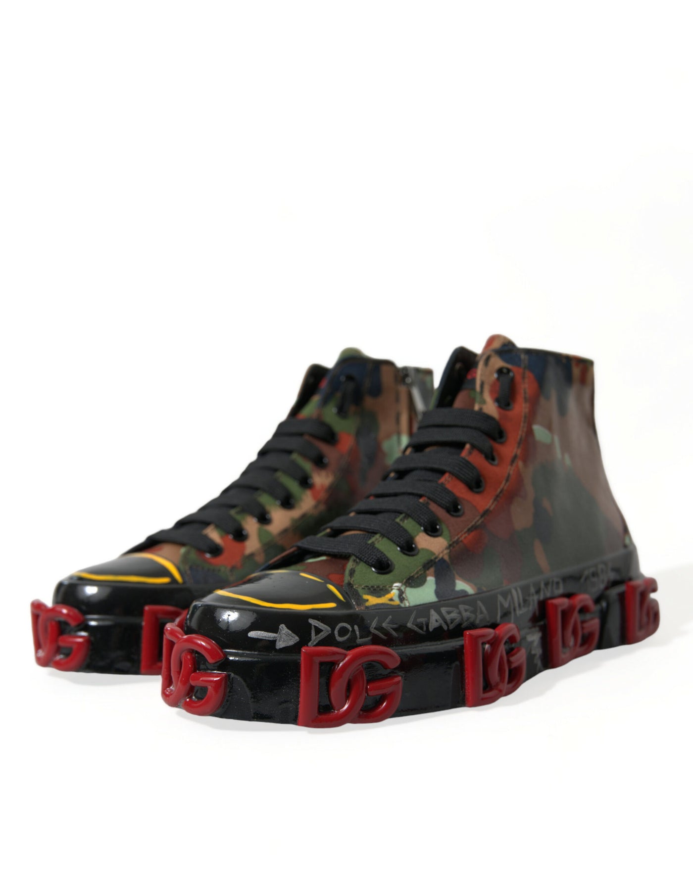 Dolce & Gabbana Multicolor Camouflage High Top Sneakers Shoes