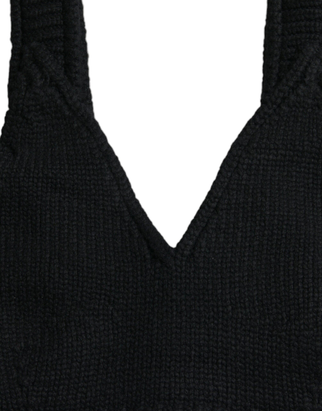 Dolce & Gabbana Black Cropped Cashmere V-neck Bustier Top