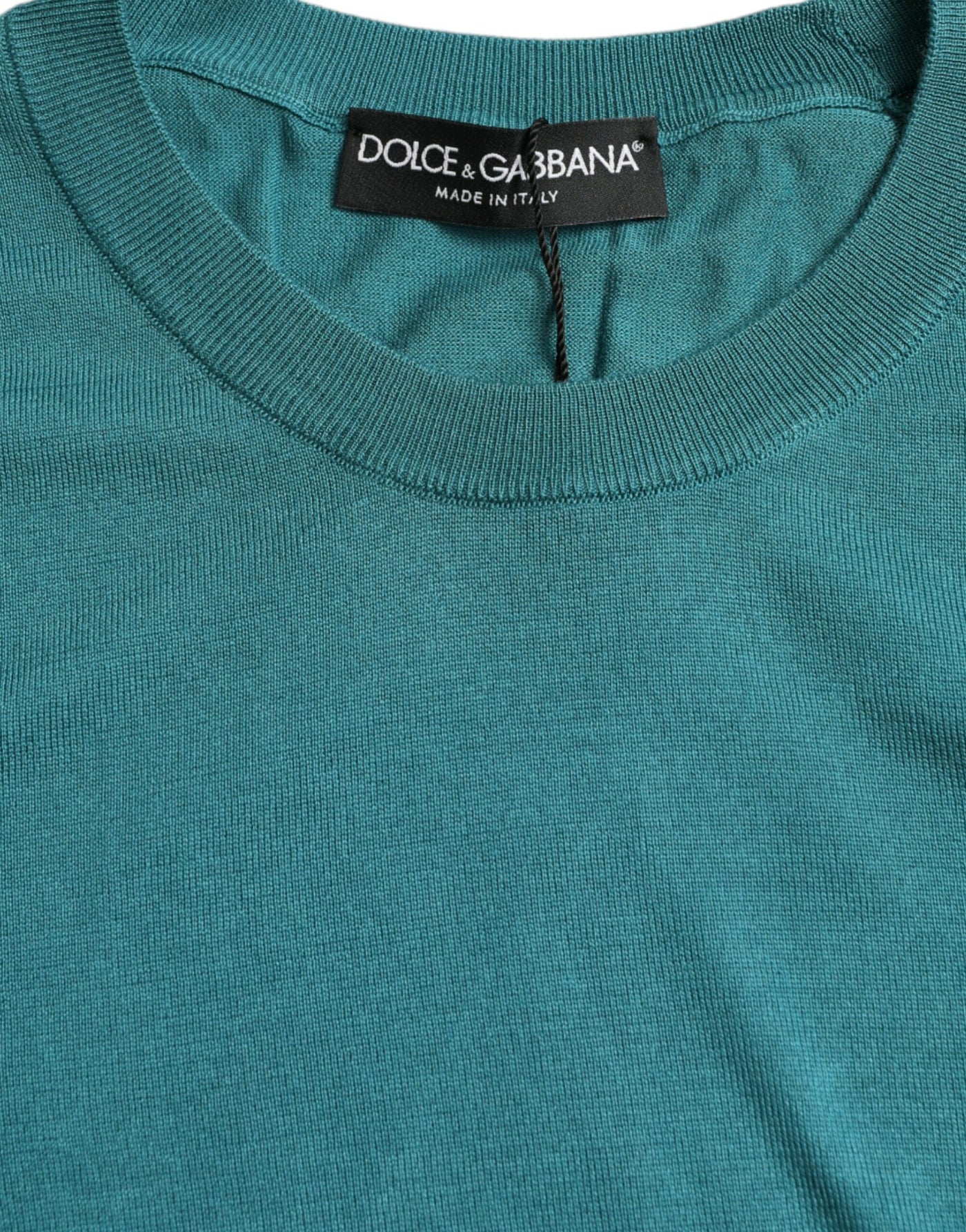 Dolce & Gabbana  Blue Silk Crew Neck Pullover Sweater