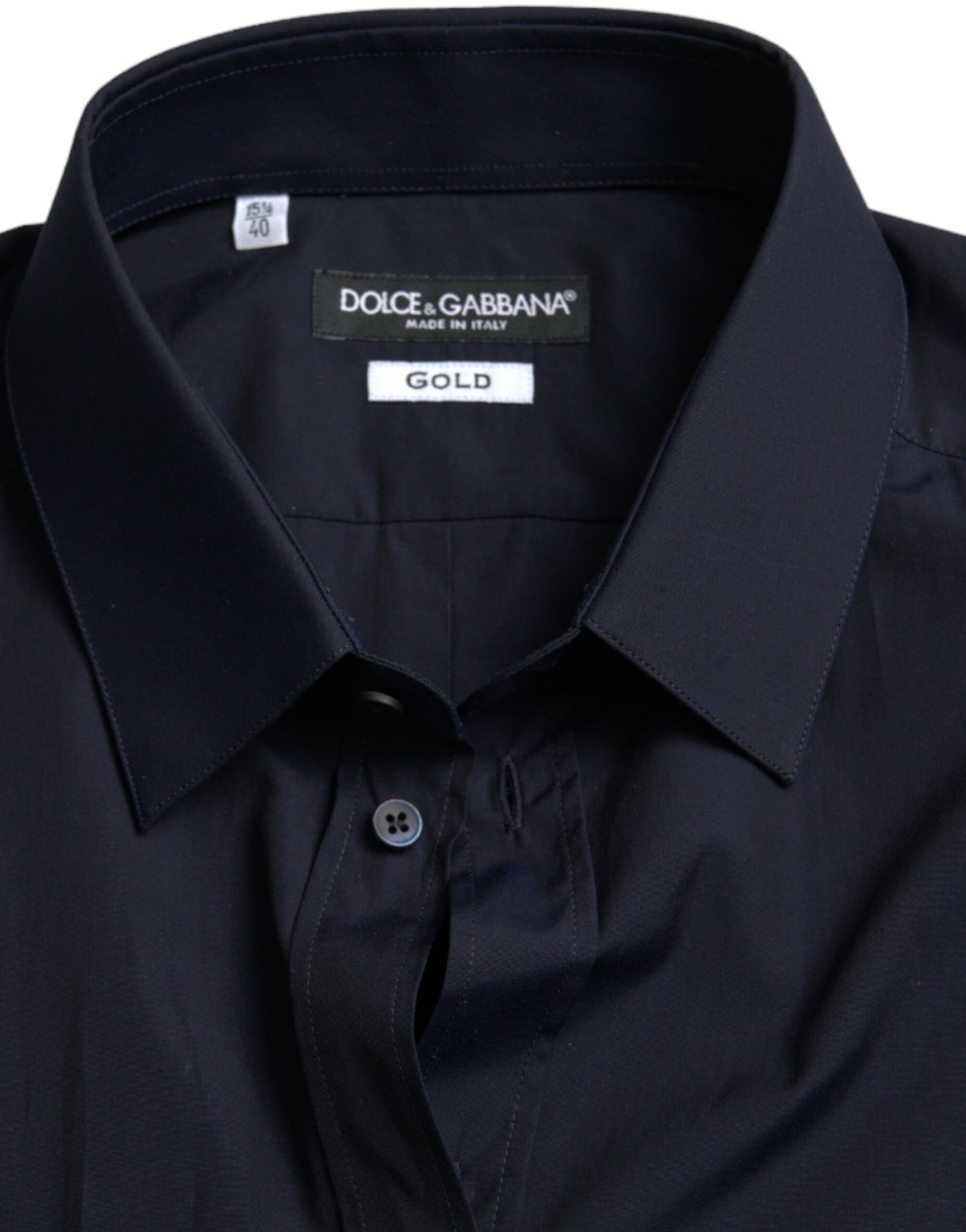 Dolce & Gabbana  Navy Blue Slim Fit Formal GOLD Dress Shirt