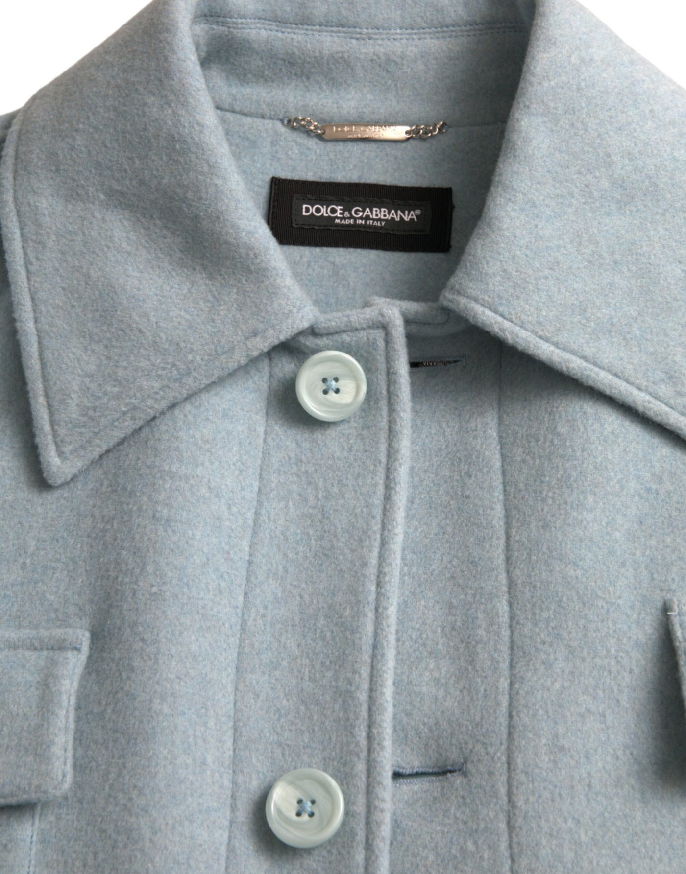Light Blue Wool Button Trench Coat Jacket