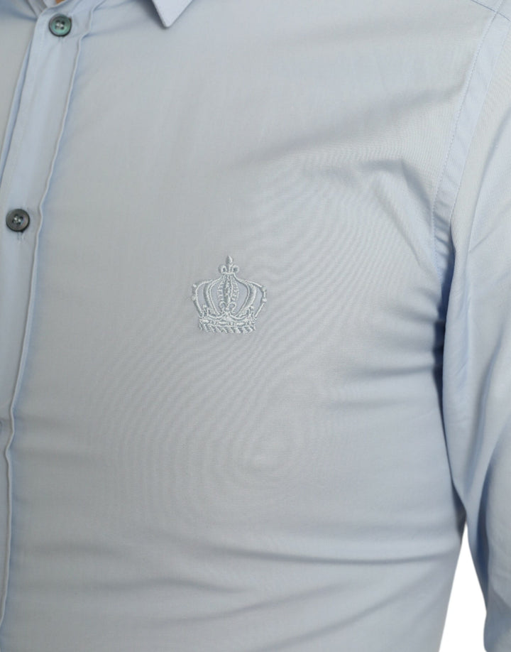 Dolce & Gabbana  Sky Blue Cotton Men Formal GOLD Dress Shirt