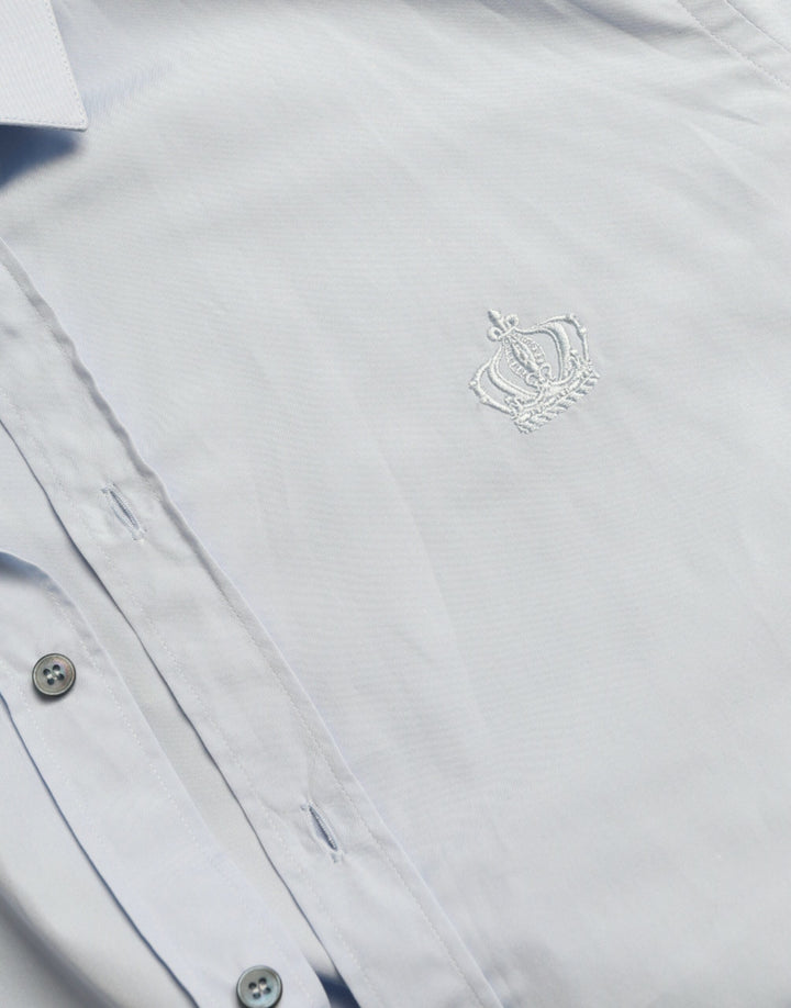 Dolce & Gabbana  Sky Blue Cotton Men Formal GOLD Dress Shirt