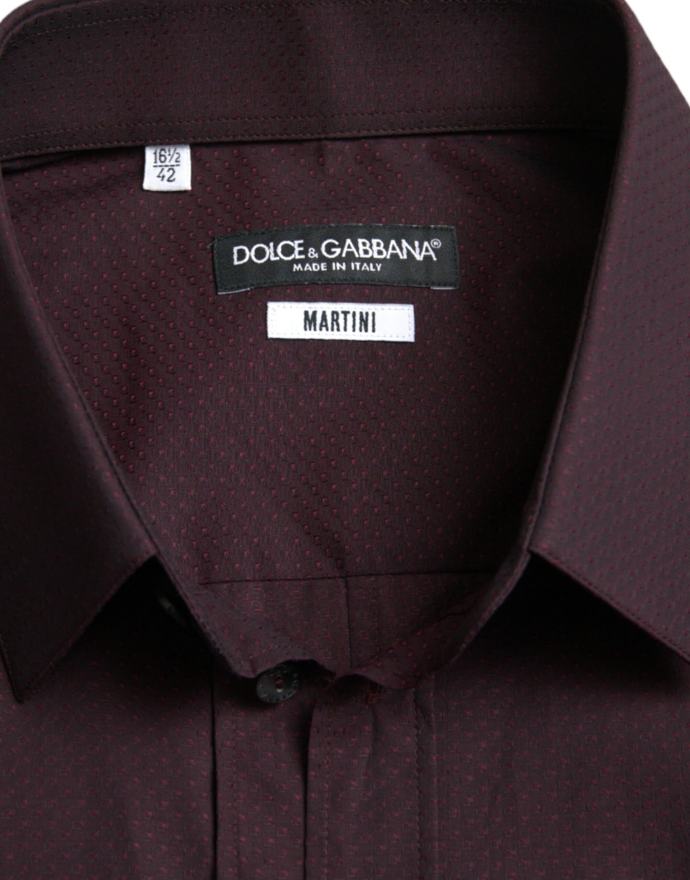 Dolce & Gabbana  Maroon Jacquard Formal Dress MARTINI Shirt