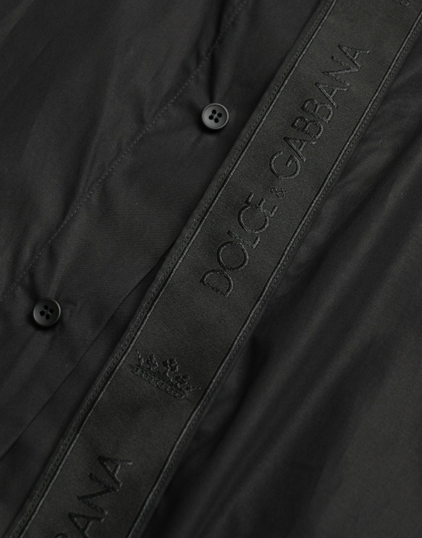 Dolce & Gabbana  Black Cotton Logo Formal GOLD Dress Shirt
