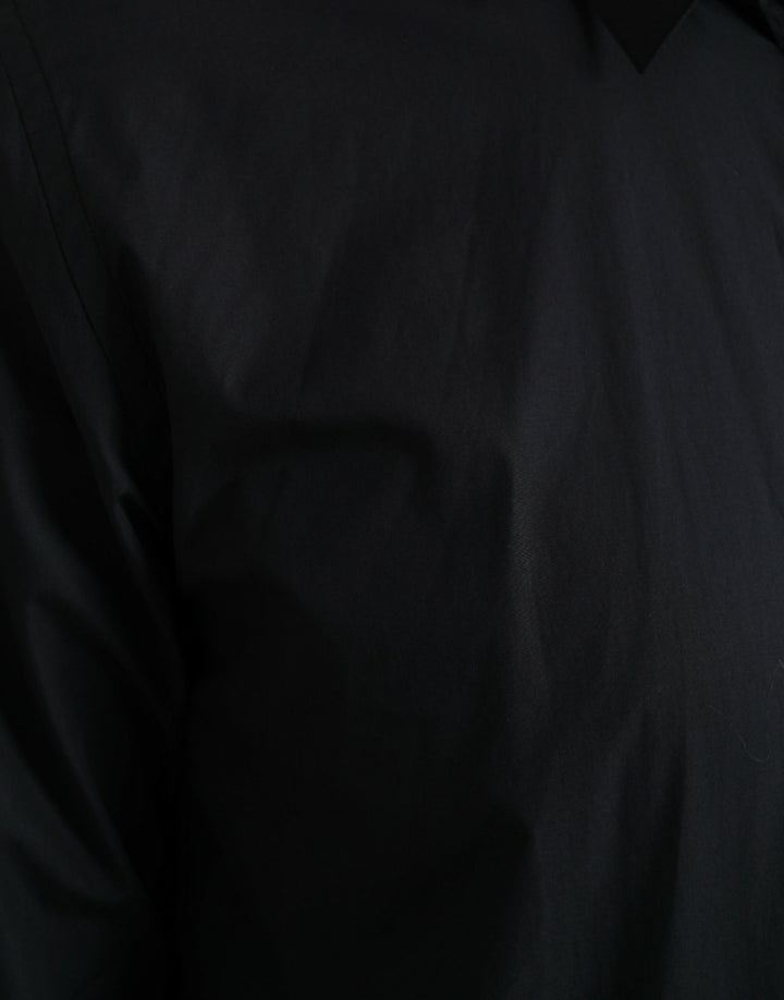 Dolce & Gabbana  Navy Blue Cotton Collared Formal Dress Shirt