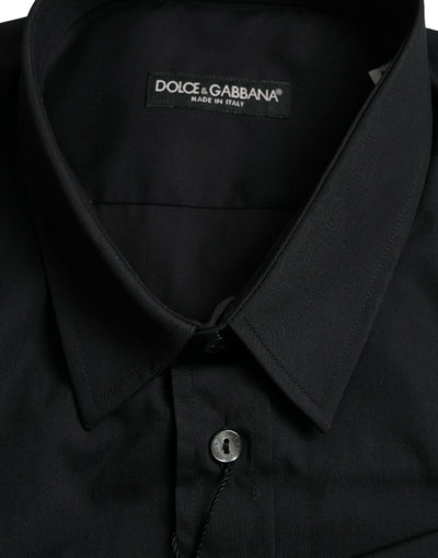 Dolce & Gabbana  Black Cotton Collared Formal Dress Shirt