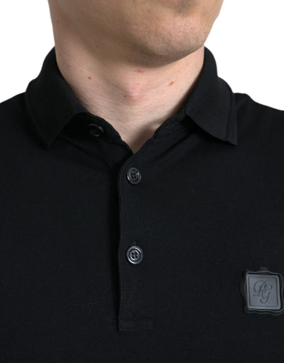 Dolce & Gabbana Black Logo Collared Short Sleeve T-shirt