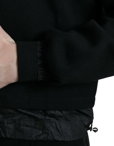 Dolce & Gabbana  Black Cotton Hooded Logo Pullover Sweater