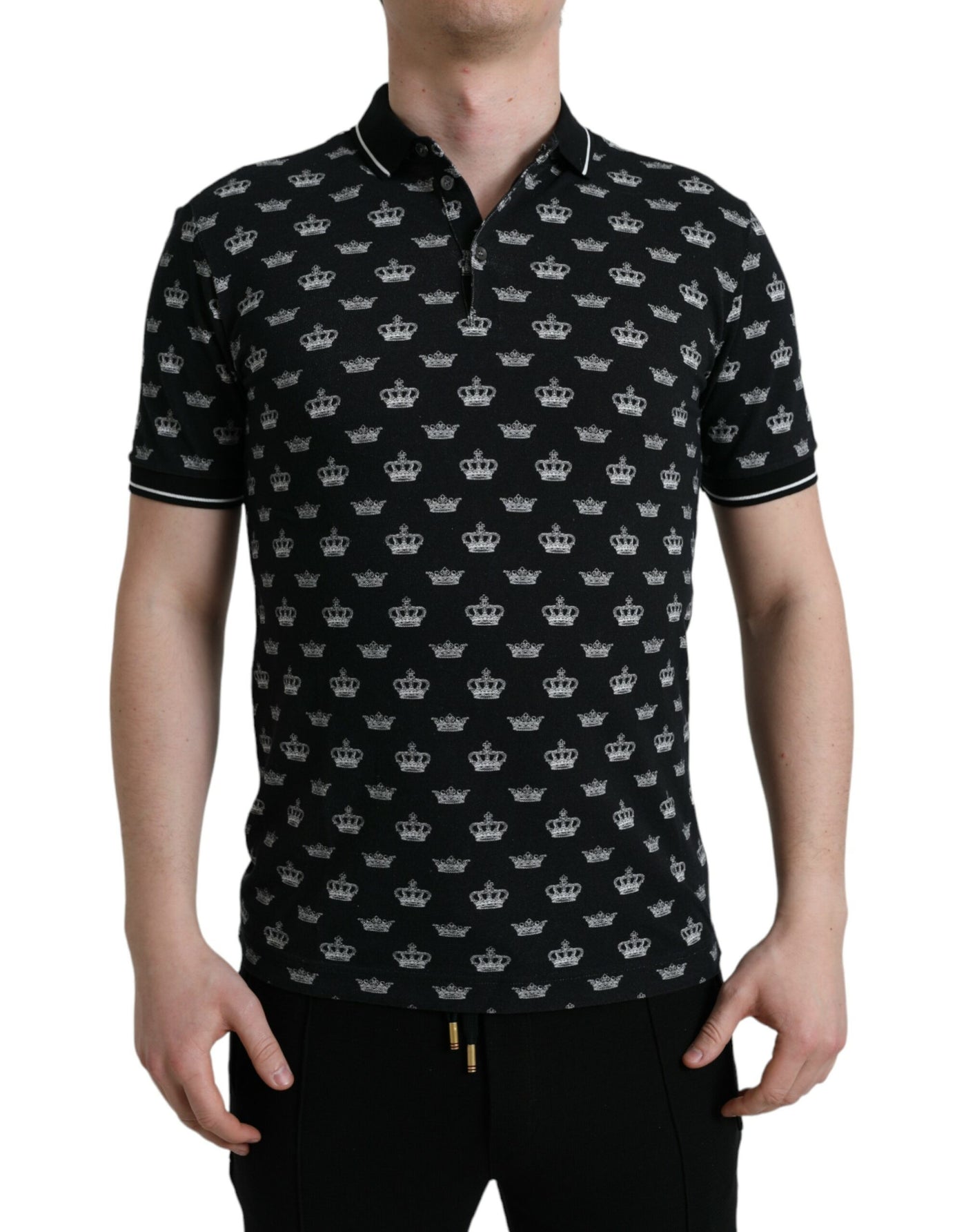 Dolce & Gabbana  Black Crown Collared Short Sleeve T-shirt