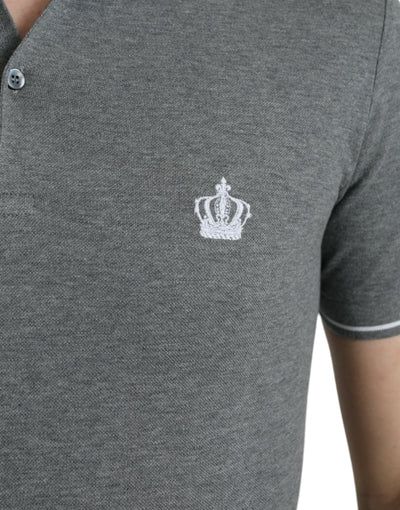 Dolce & Gabbana  Gray Collared Short Sleeve Crown T-shirt