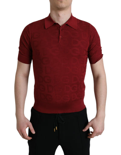 Dolce & Gabbana  Maroon Collared Short Sleeve Silk T-shirt