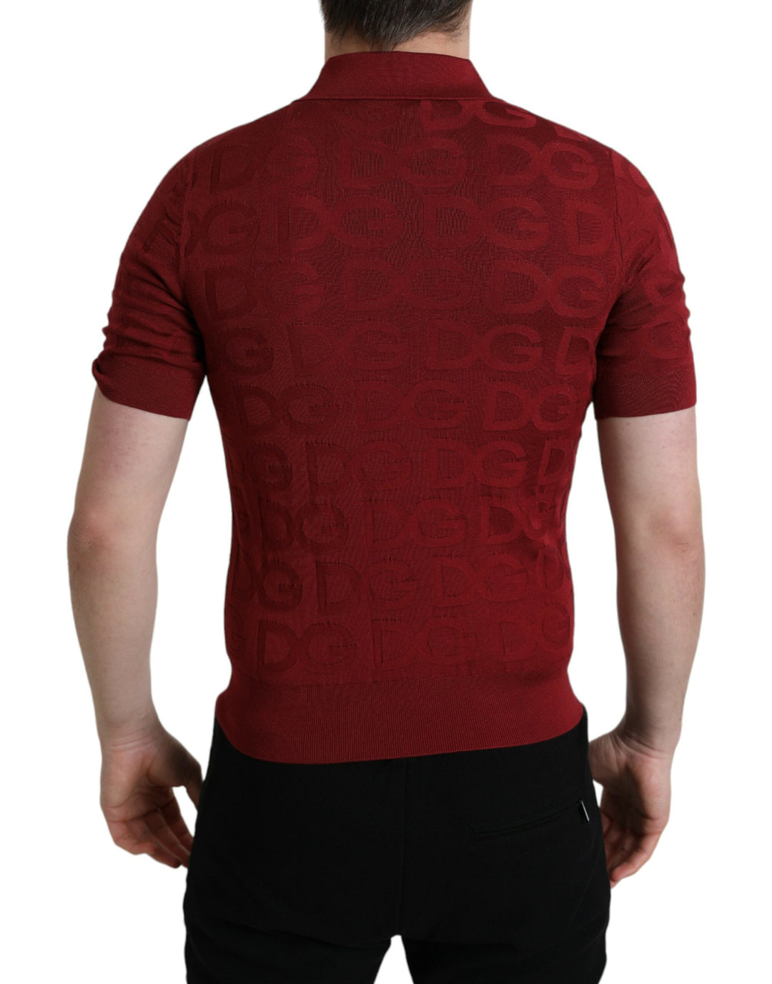 Dolce & Gabbana  Maroon Collared Short Sleeve Silk T-shirt