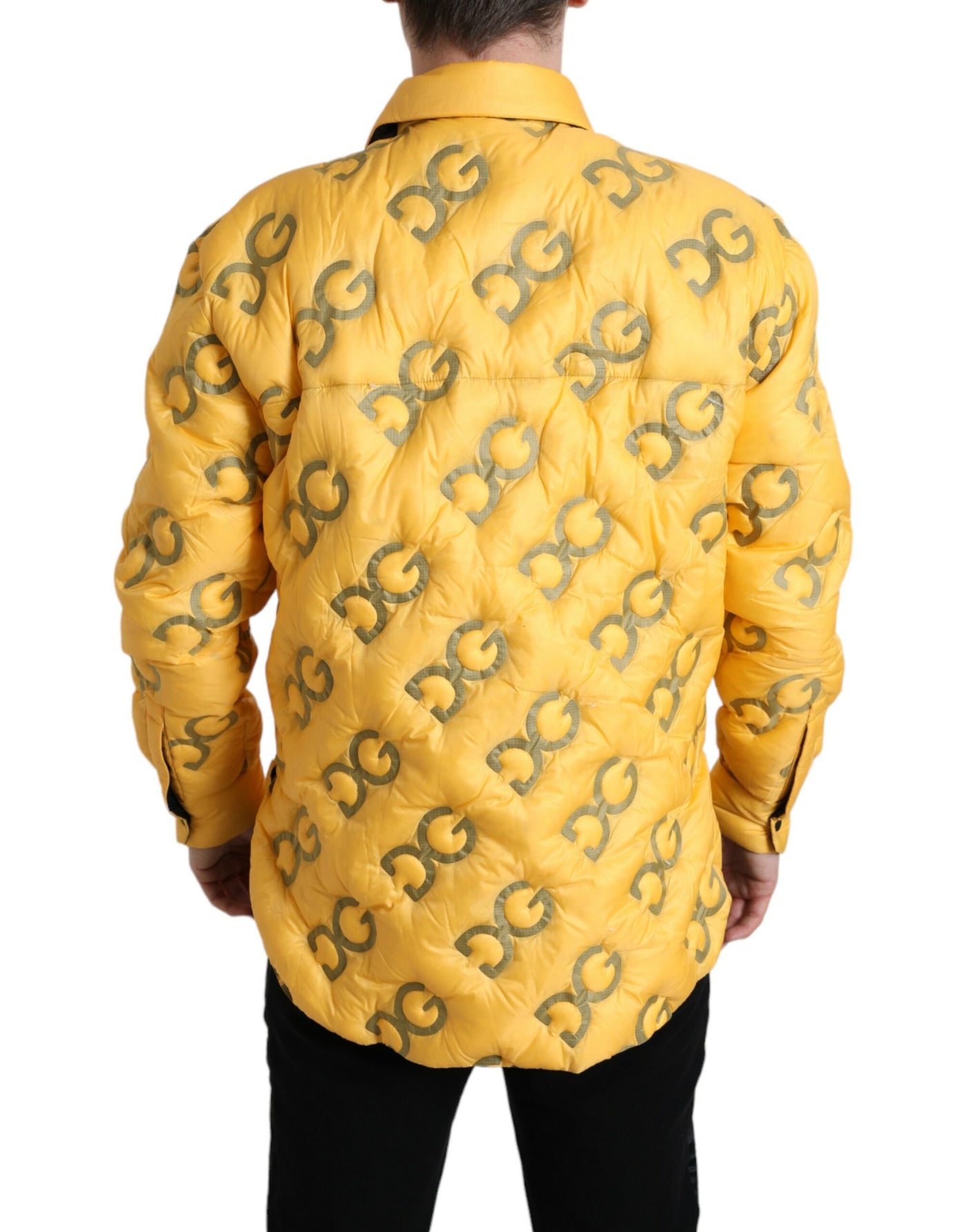 Dolce & Gabbana  Yellow Logo Padded Buttoned Blouson Jacket