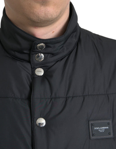 Dolce & Gabbana  Black Polyester Padded Vest Logo Jacket