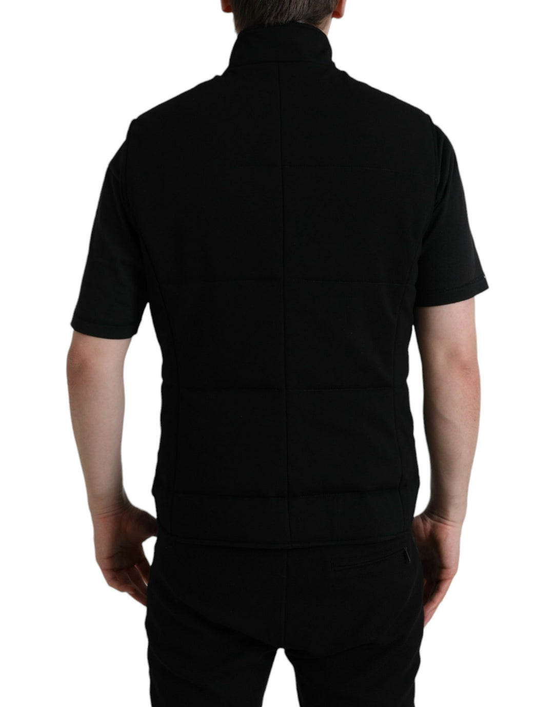 Dolce & Gabbana  Black Rayon Buttoned Vest Logo Jacket