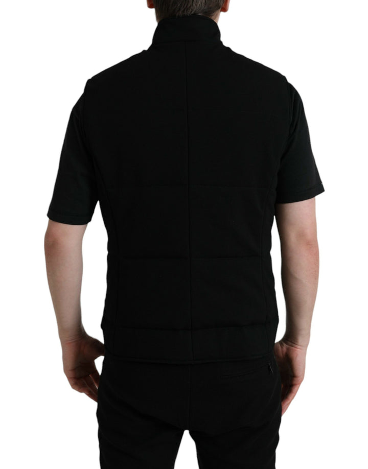 Dolce & Gabbana  Black Rayon Buttoned Vest Logo Jacket
