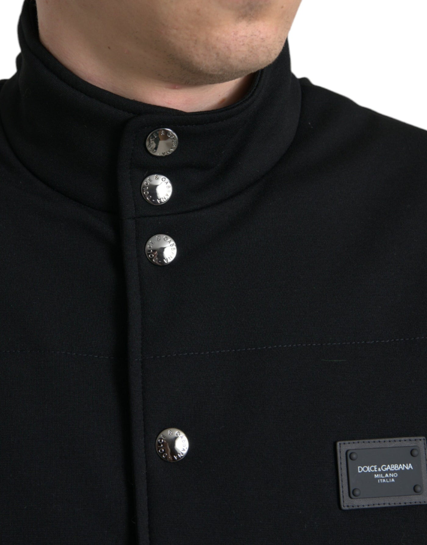 Dolce & Gabbana  Black Rayon Buttoned Vest Logo Jacket