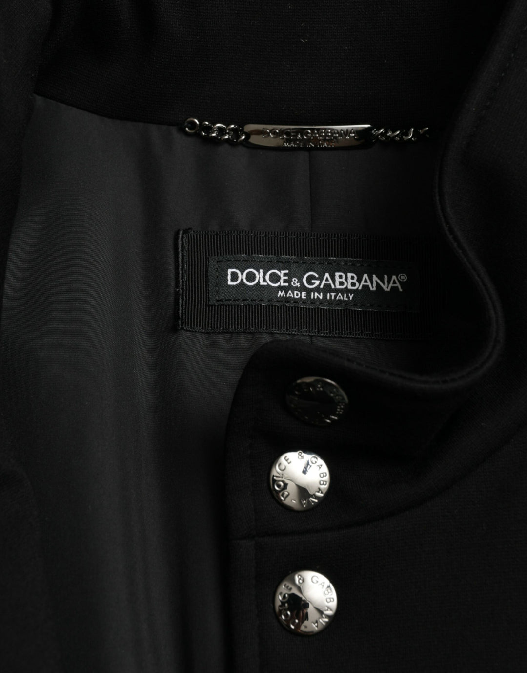 Dolce & Gabbana  Black Rayon Buttoned Vest Logo Jacket