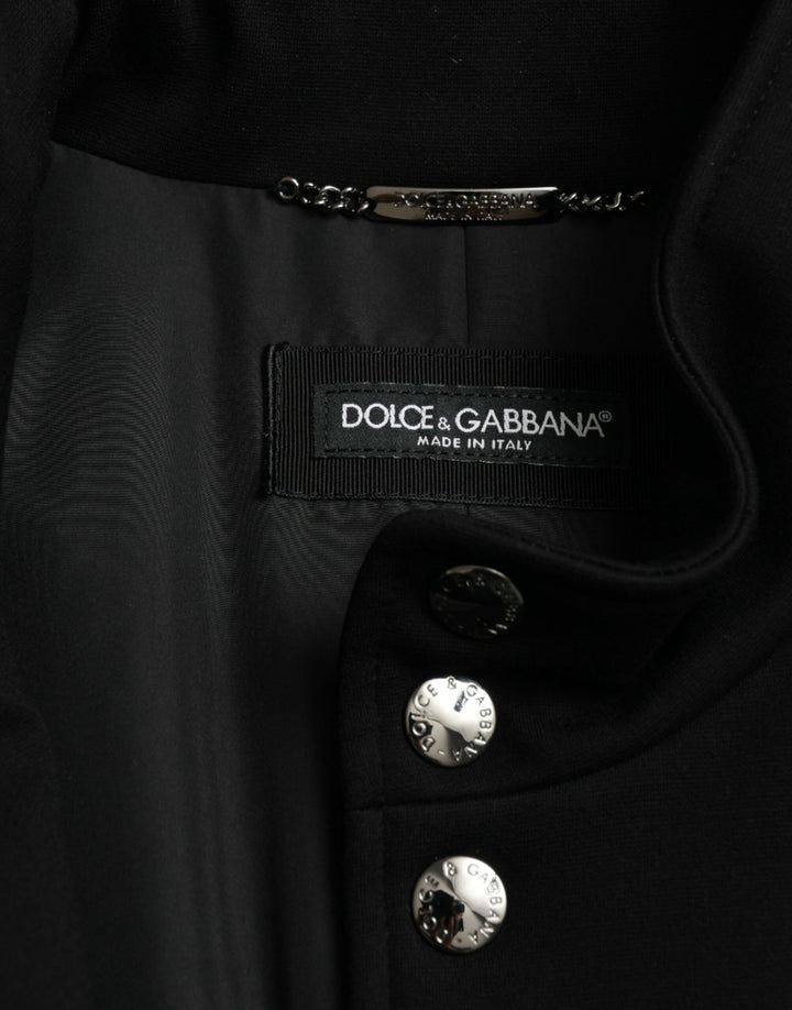 Dolce & Gabbana  Black Rayon Buttoned Vest Logo Jacket