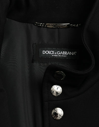 Dolce & Gabbana  Black Rayon Buttoned Vest Logo Jacket