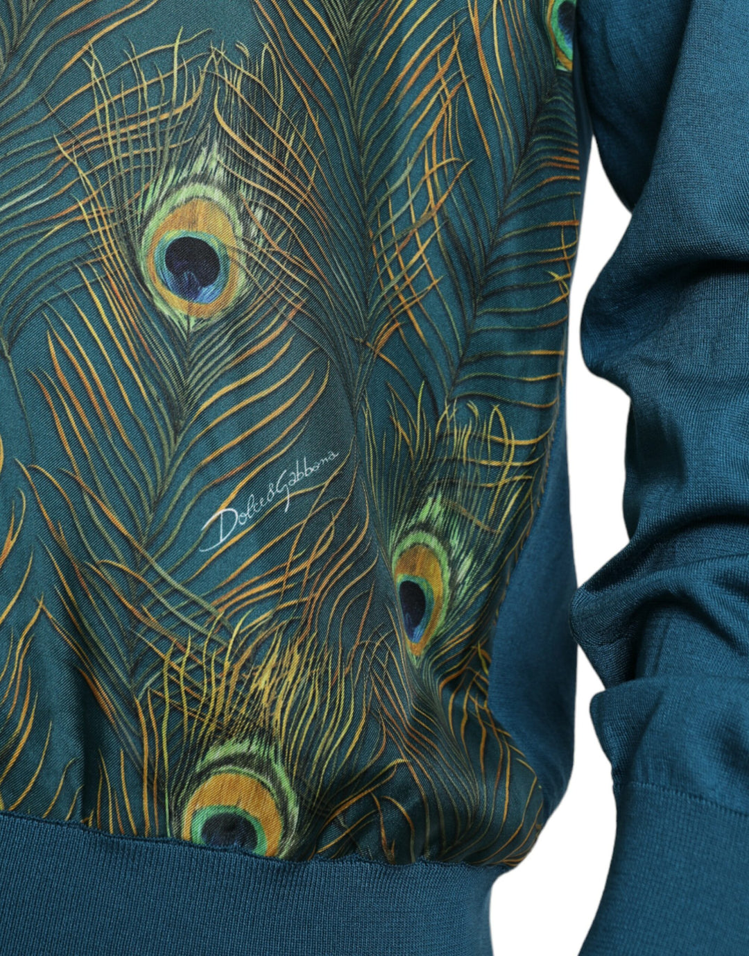 Dolce & Gabbana  Green Peacock Feather Pullover Sweater
