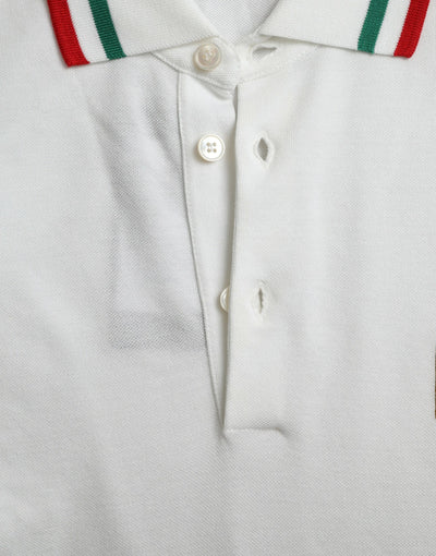Dolce & Gabbana White Logo Collared Short Sleeve T-shirt