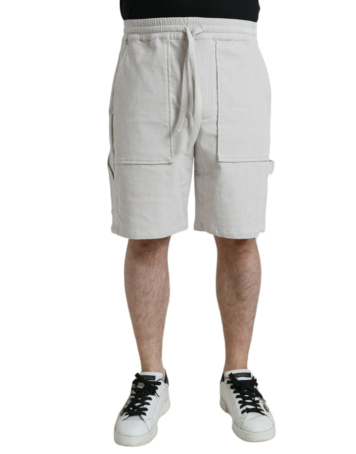 Dolce & Gabbana  Beige Cotton Corduroy Logo Bermuda Shorts