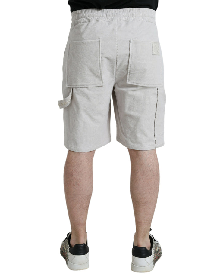 Dolce & Gabbana  Beige Cotton Corduroy Logo Bermuda Shorts