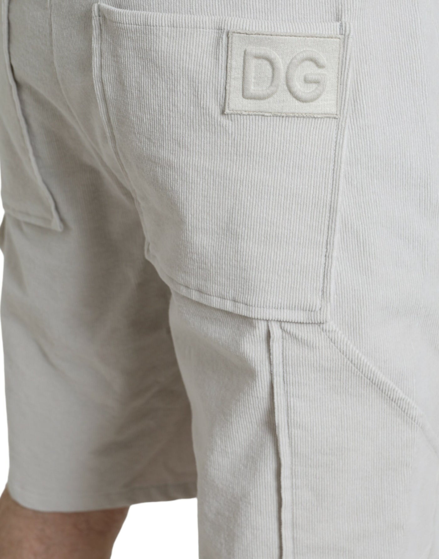 Dolce & Gabbana  Beige Cotton Corduroy Logo Bermuda Shorts