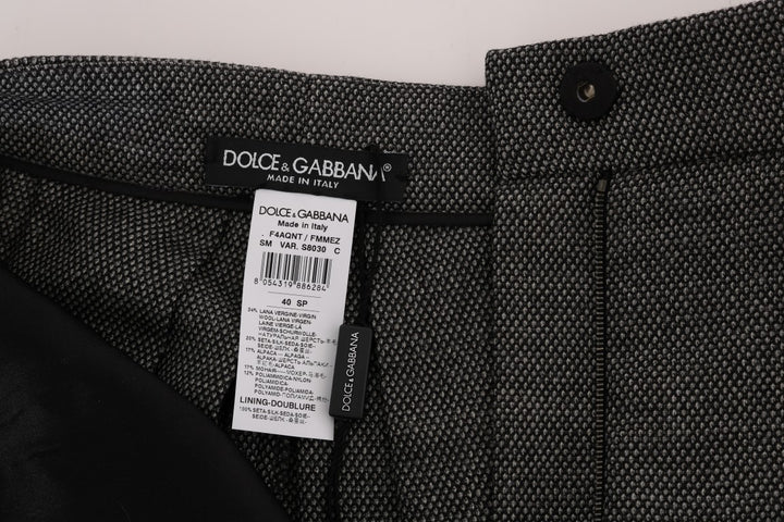 Dolce & Gabbana Gray Wool High Waist Mini Shorts