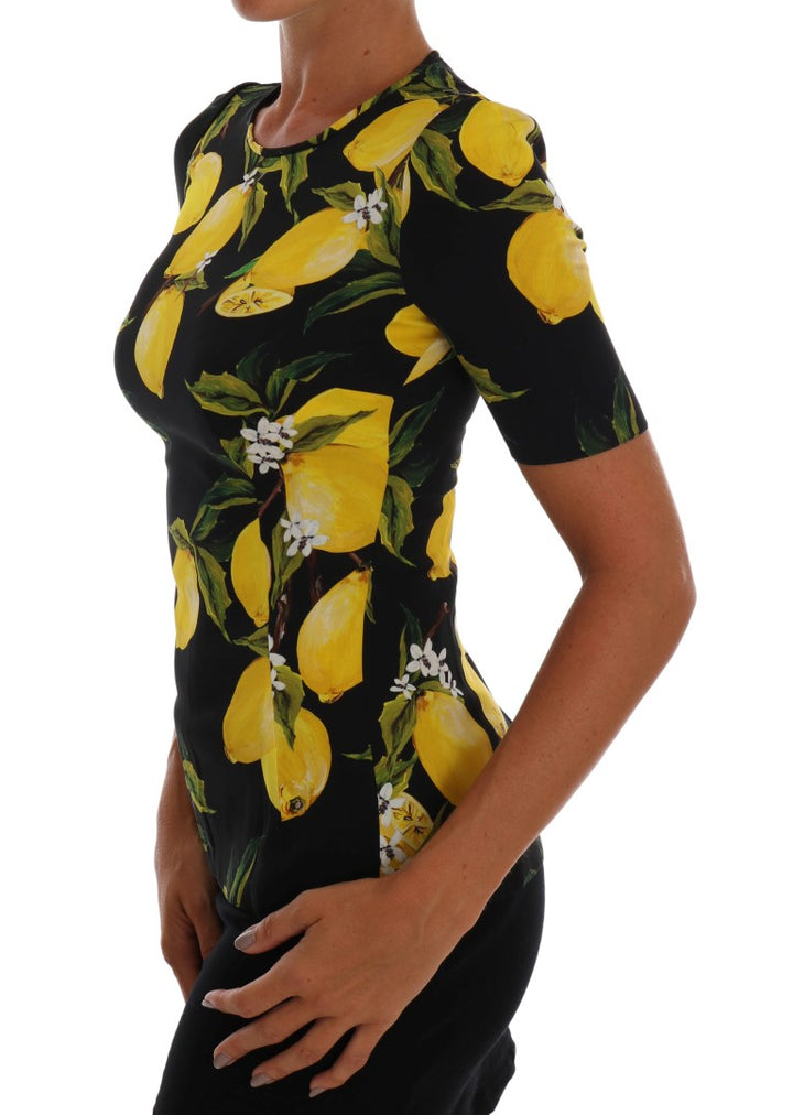 Dolce & Gabbana Multicolor Lemon Silk Stretch T-Shirt