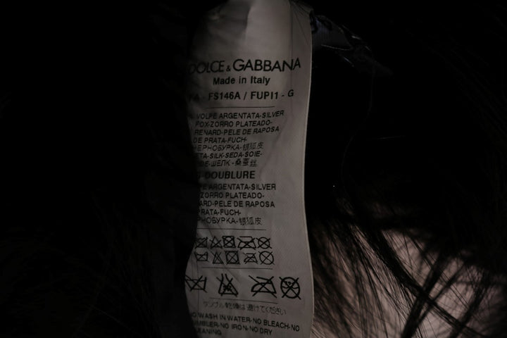 Dolce & Gabbana Black Silver Fox Fur Scarf