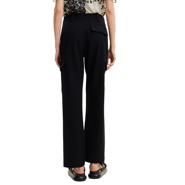 Black Polyester Cropped Pant