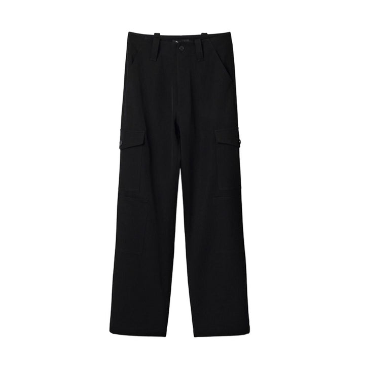 Black Polyester Cropped Pant