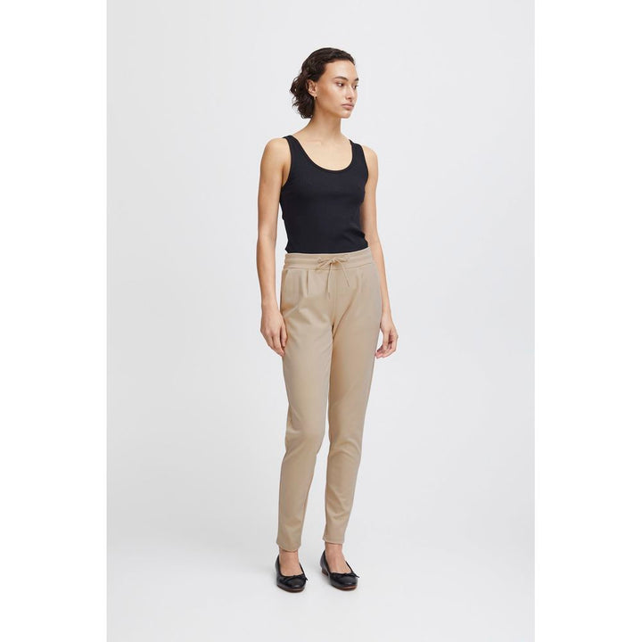 ICHI Beige Polyester Pant