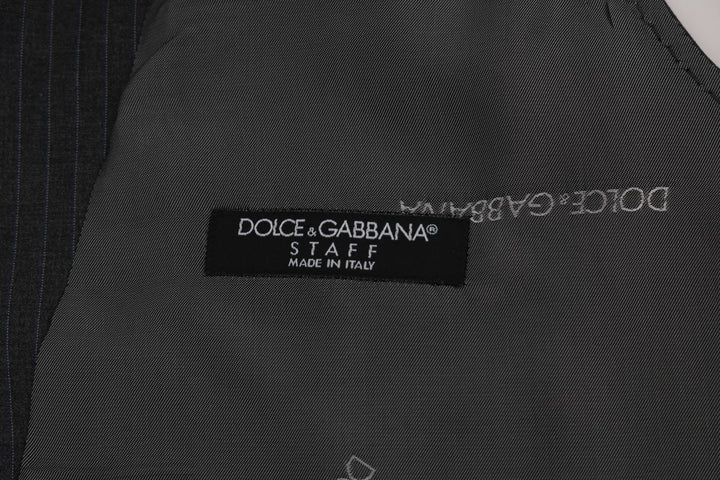 Dolce & Gabbana Gray STAFF Cotton Striped Vest