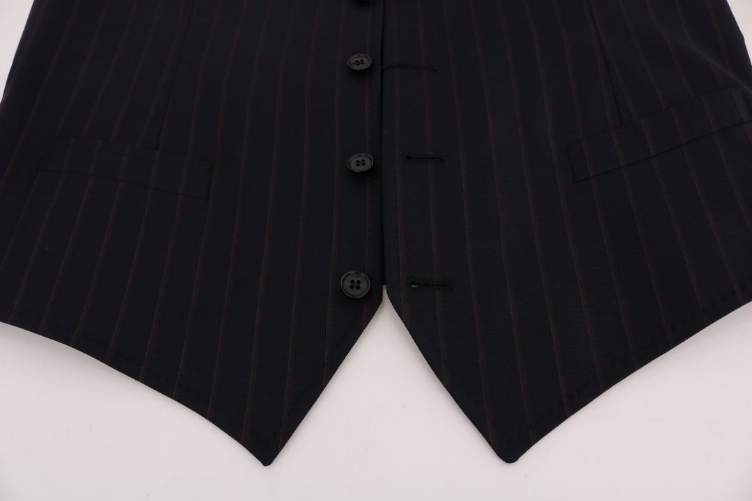 Dolce & Gabbana Blue Wool Stretch Vest