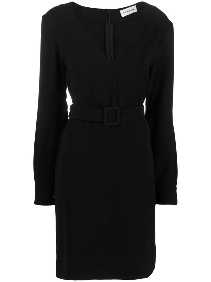 PAROSH belted V-neck minidress-1
