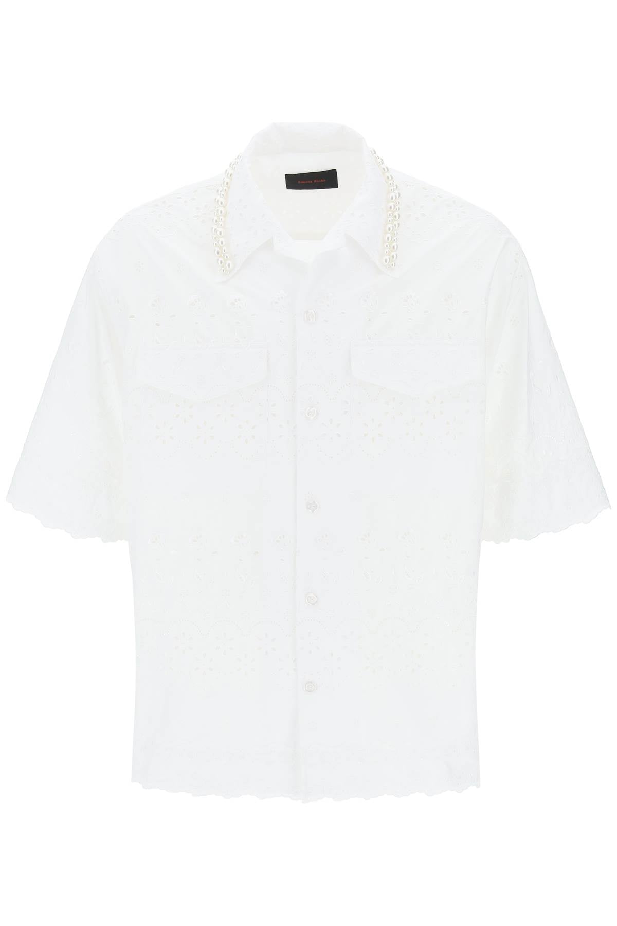 Simone rocha "scalloped lace shirt with pearl-0