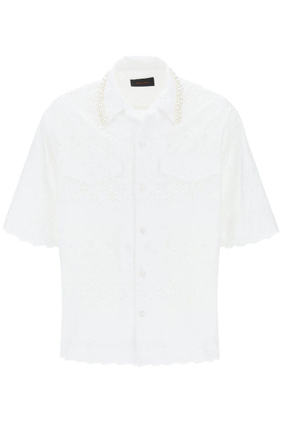 Simone rocha "scalloped lace shirt with pearl-0