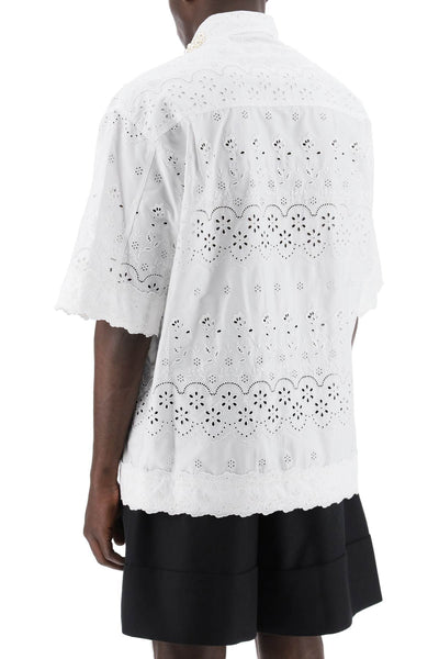 Simone rocha "scalloped lace shirt with pearl-2