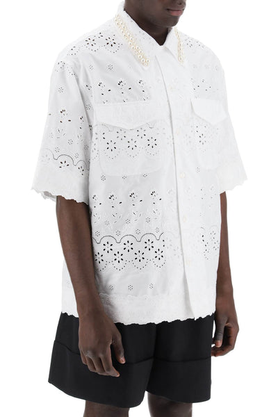 Simone rocha "scalloped lace shirt with pearl-1