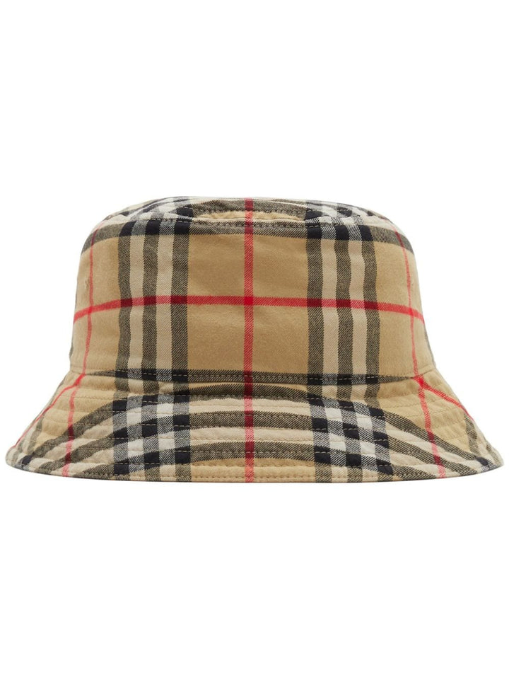 Vintage Check cotton bucket hat-0
