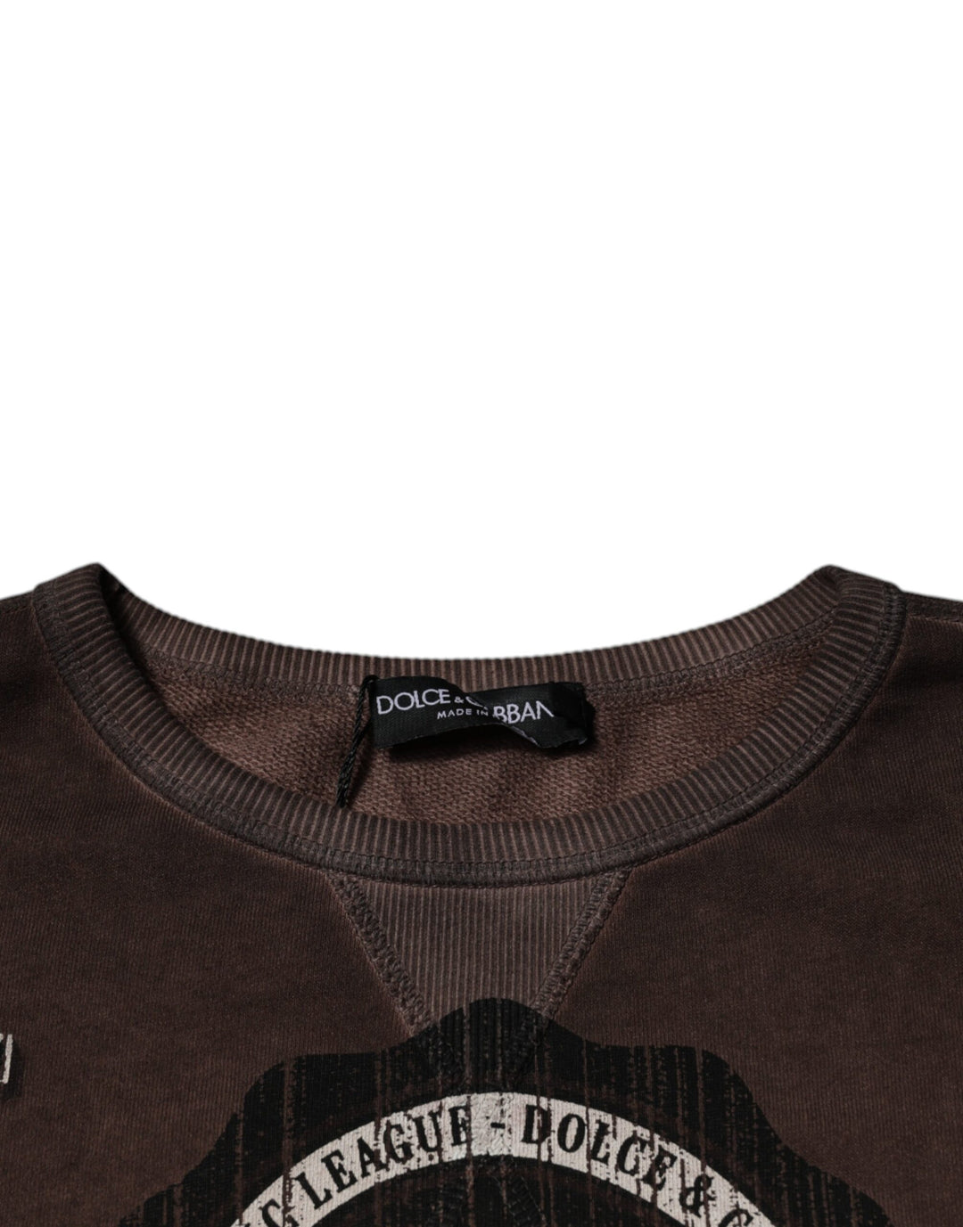 Brown Logo Print Crew Neck Pullover Sweater