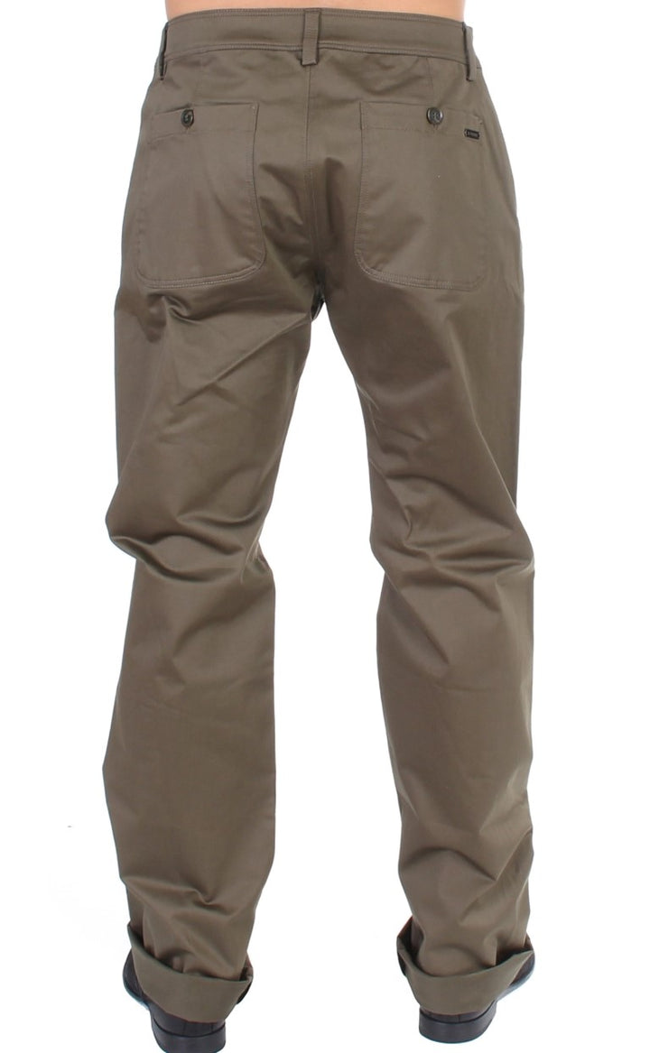 GF Ferre Green Cotton Stretch Comfort Fit Pants