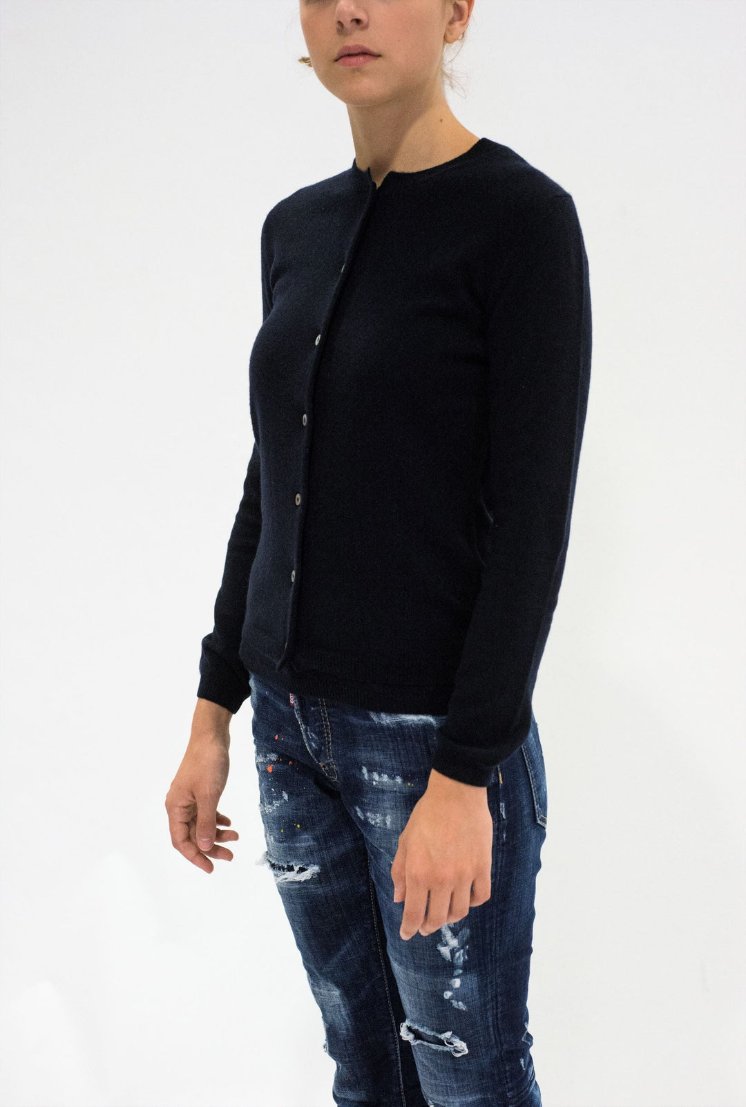 LA ROSE cardigan cashmere blu navy-2