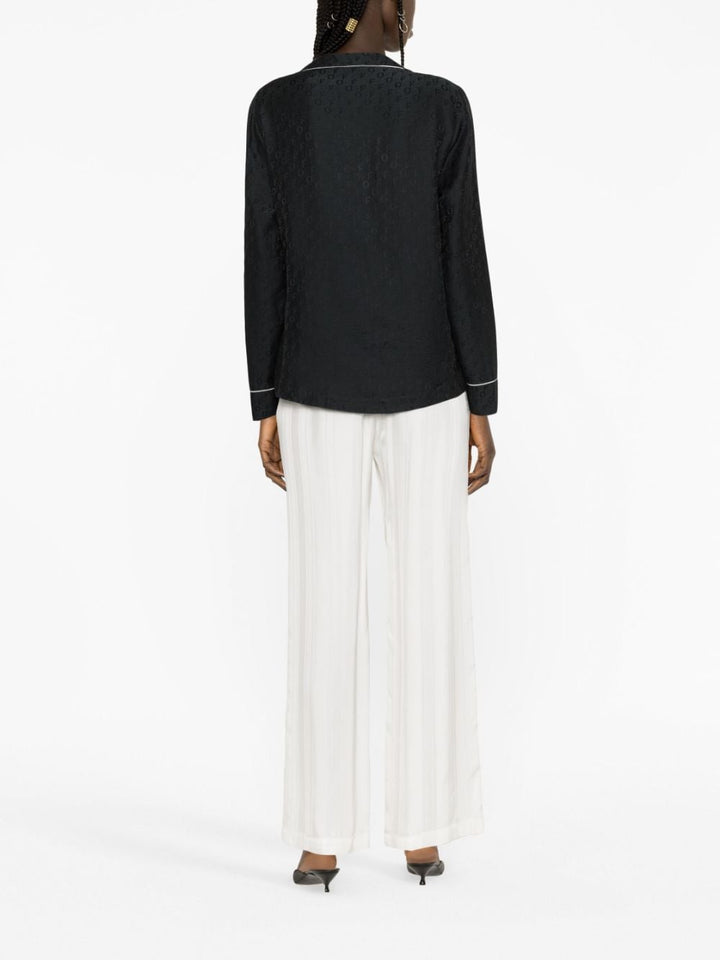 OFF WHITE logo-jacquard satin pyjama shirt-2