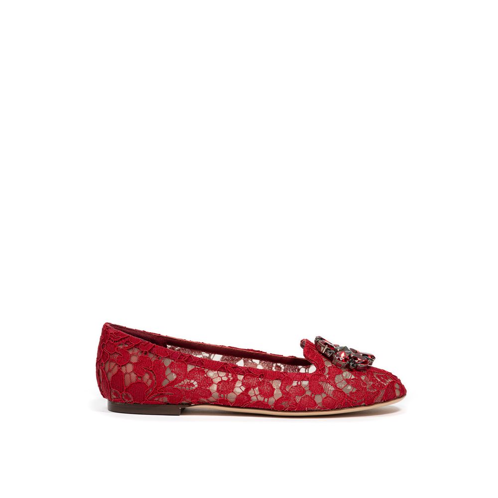 Red Viscose Flat Shoe